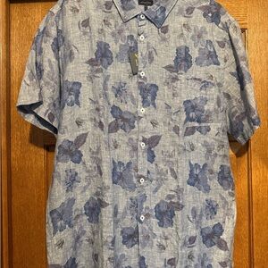 Good Man Brand Blue Floral Short-Sleeve Button-Up Shirt